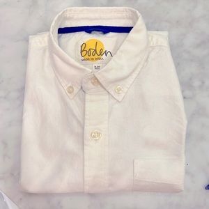 Boden Boys 💯% Cotton Tailored White Button-Down Shirt